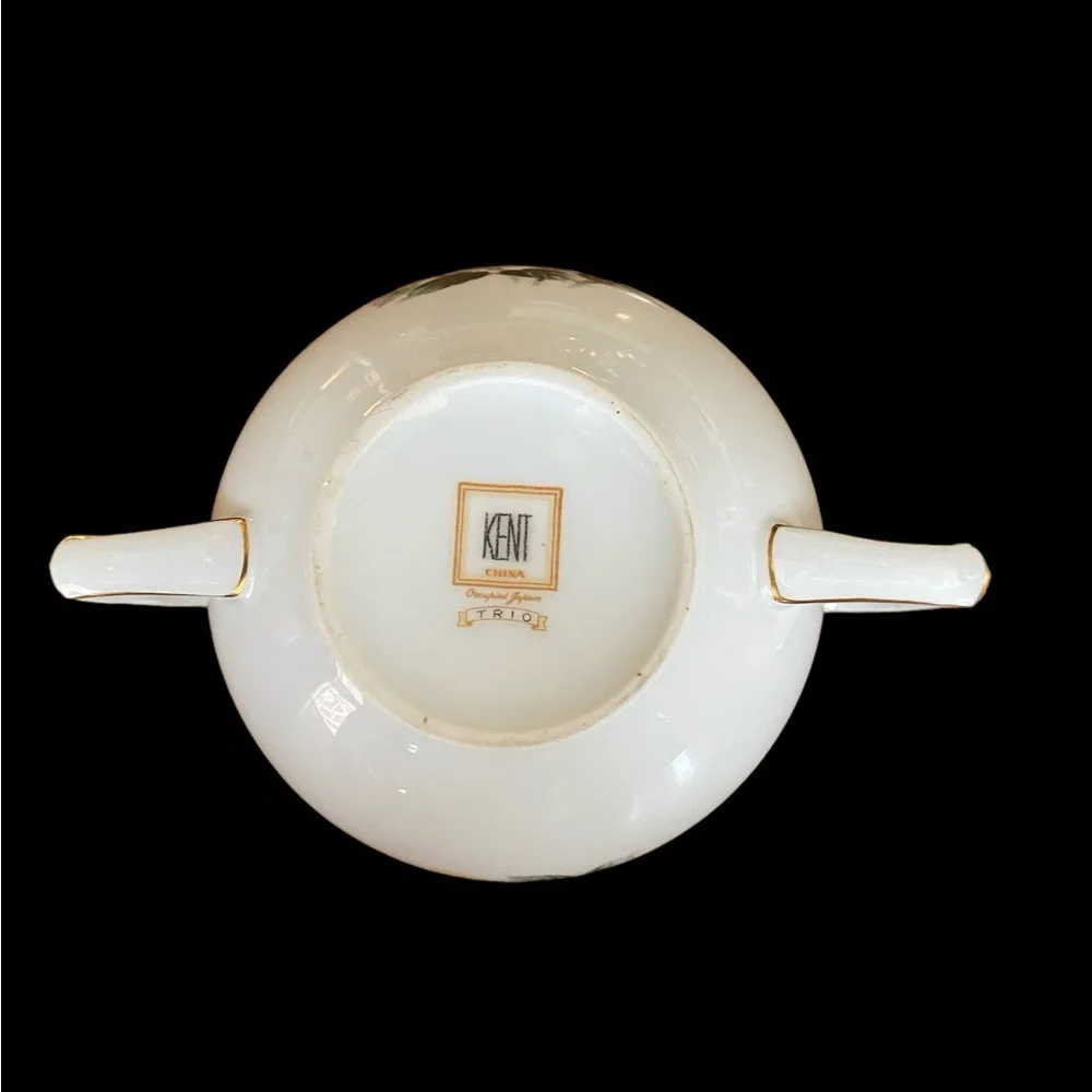 Vintage Narumi Kent China Trio Pattern Covered Sugar Bowl with Lid Gold Trim